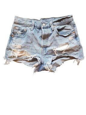 Levi's Light Blue Distressed Denim Shorts